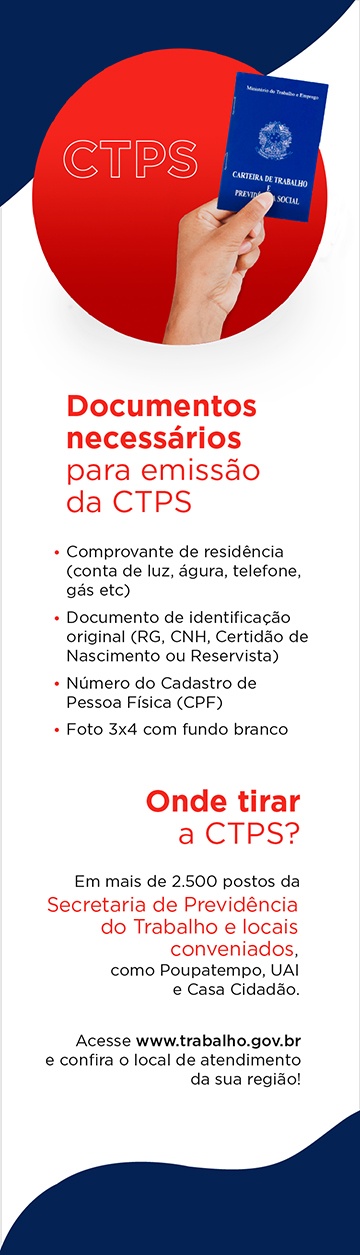 Documentos necessários para tirar sua Carteira de Trabalho (CTPS)