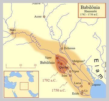 Mapa da Babilônia durante o reinado de Hamurabi