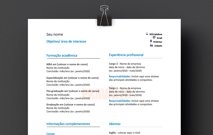 Modelo de currículo - 15 opções para você baixar e 