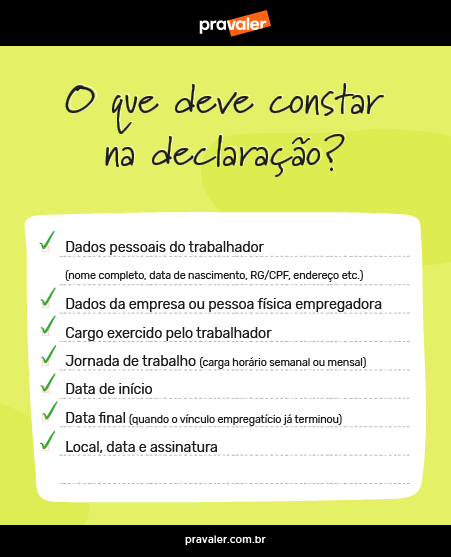infográfico sobre o que deve constar em uma declaração de trabalho