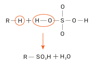 equação da formação de um ácido sulfônico