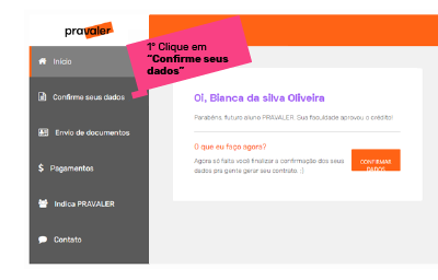 Tela do processo de contratação do Pravaler no Portal do Aluno Tela do processo de contratação do Pravaler no Portal do Aluno