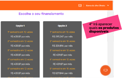 Tela do processo de contratação do Pravaler no Portal do Aluno Tela do processo de contratação do Pravaler no Portal do Aluno