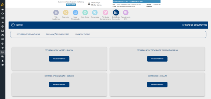 4 Portal Do Aluno Cruzeiro Do Sul Emissao De Documentos