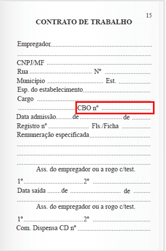 Onde encontrar CBO na Carteira de Trabalho